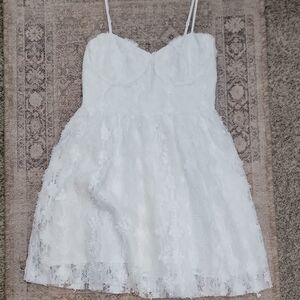 Blue Blush Ivory Spaghetti Strap Dress